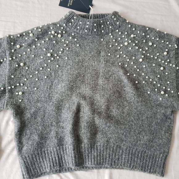 Zara Crop Pearl Sweater Small - Picture 3 of 7